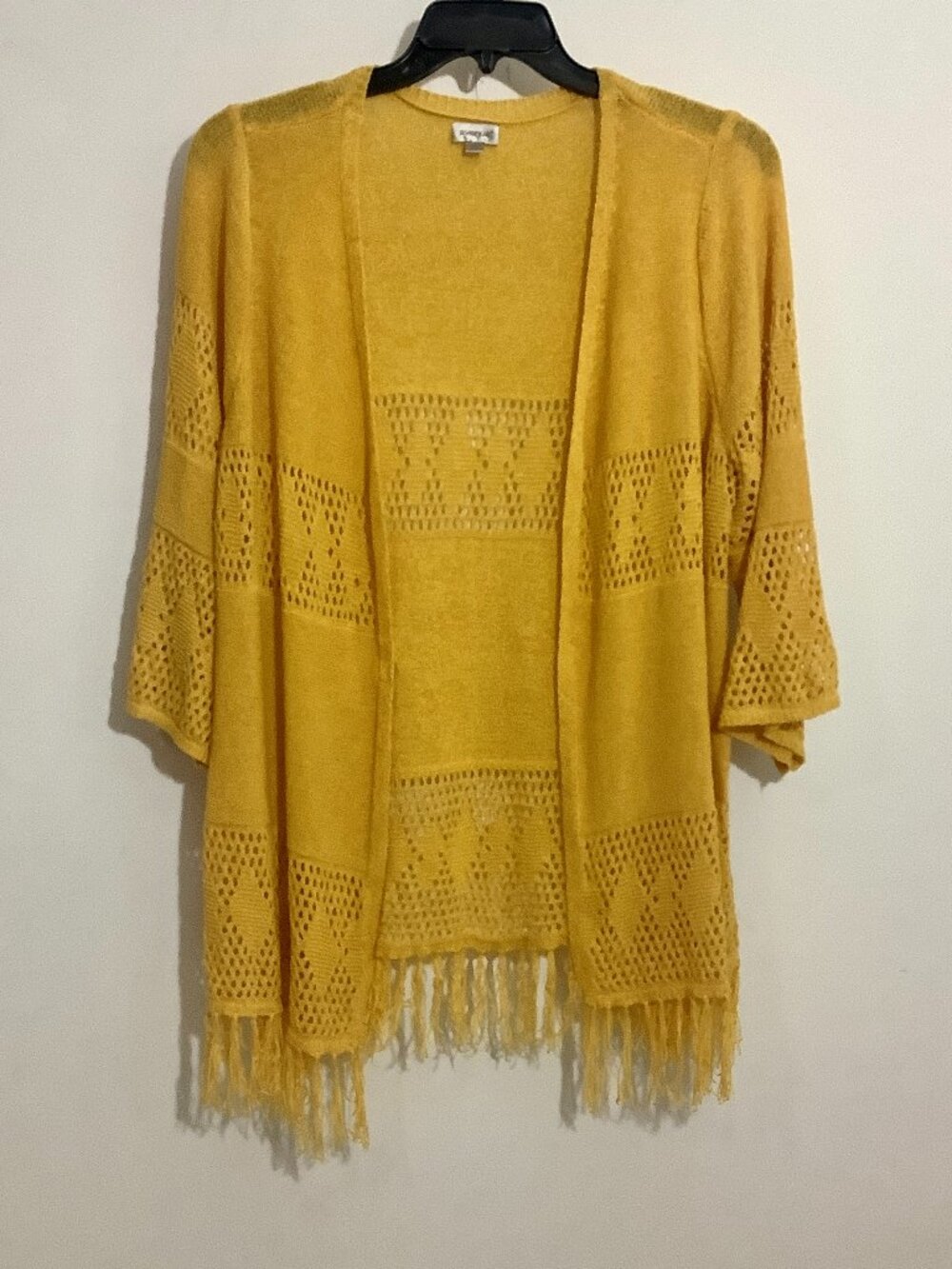 Sweater Wrap Yellow 18 - 20 Fringe Lacey Look Avenue  Trendy Wardrobe Must Have